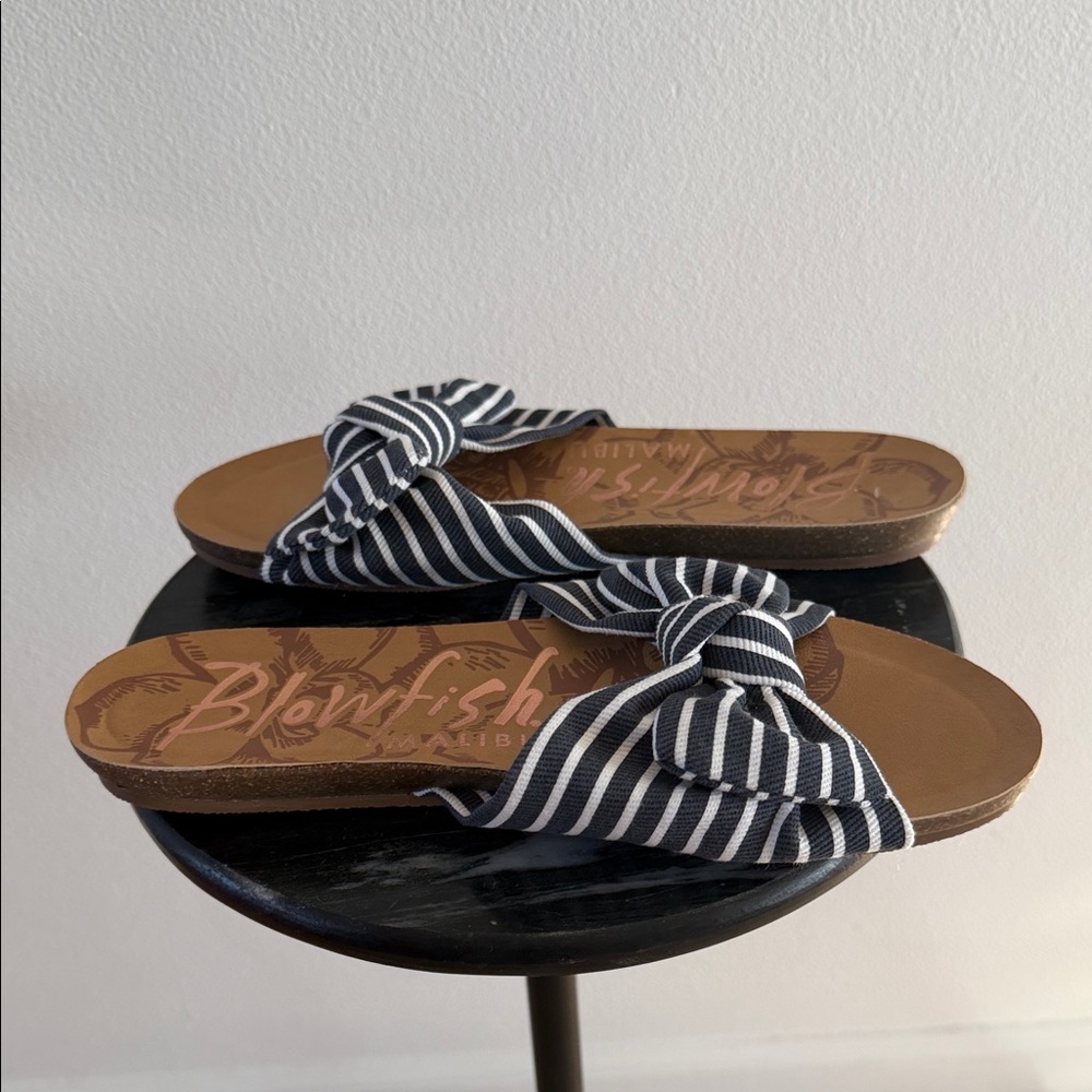 Blowfish Malibu Women's Striped Sandals - Blue and White - Picture 3 of 7